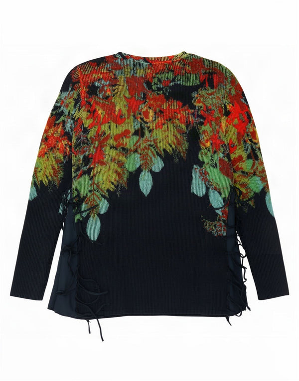 Desigual Womens V-Neck Jumper Sweater UK 14 Large Navy Blue Floral