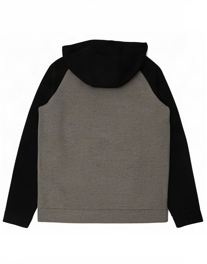 Męska bluza z kapturem Nike Dri Fit z grafiką, mała, szara, z blokami kolorów, poliester