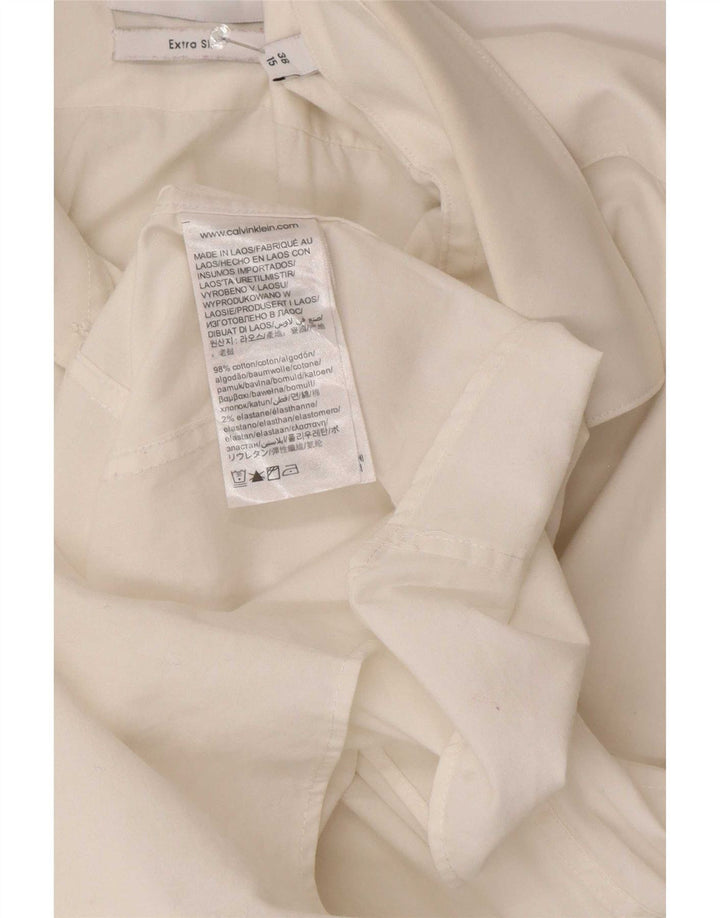 Koszula męska Calvin Klein Slim Fit, rozmiar 38 15, średnia biała bawełna