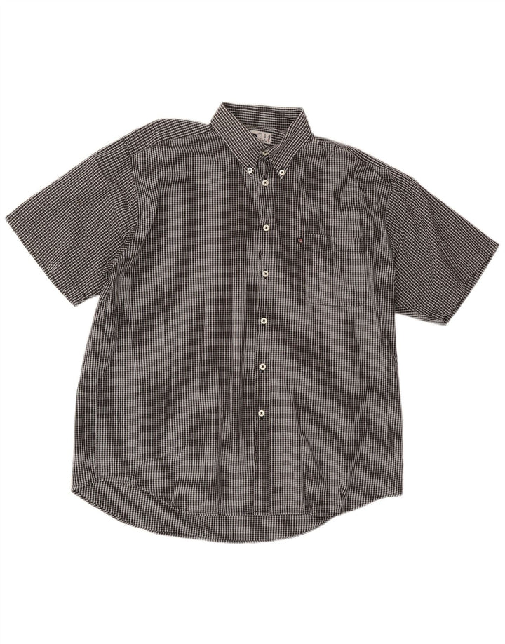 FILA Męska koszulka z krótkim rękawem XL, czarna, bawełniana krata