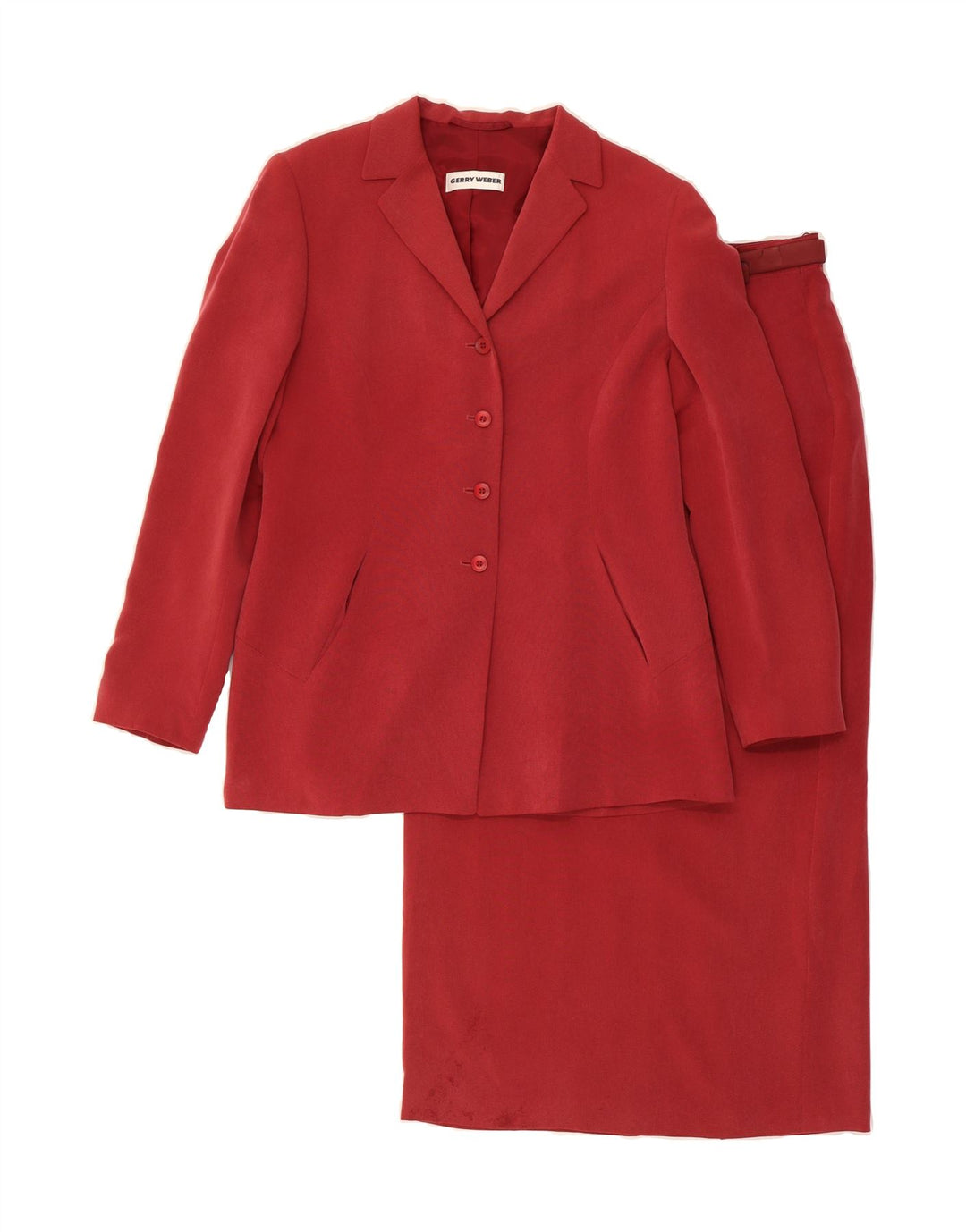 GERRY WEBER Womens 4 Button 2 Piece Skirt Set UK 12 Medium W26 Red Cupro Vintage Gerry Weber and Second-Hand Gerry Weber from Messina Hembry 