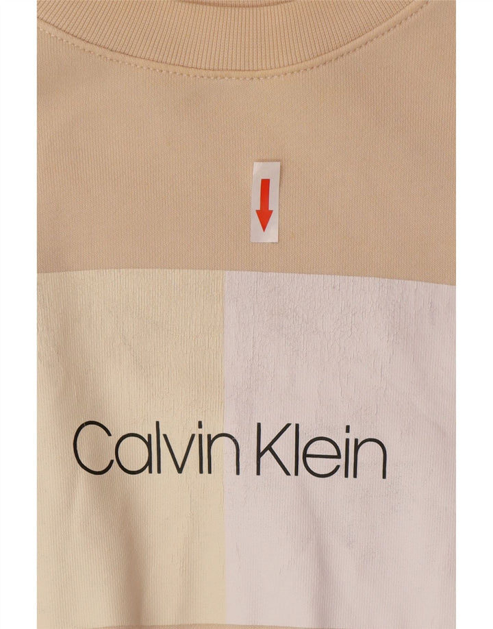 Damska bluza Calvin Klein Graphic Oversized Sweter UK 10 Small Beige