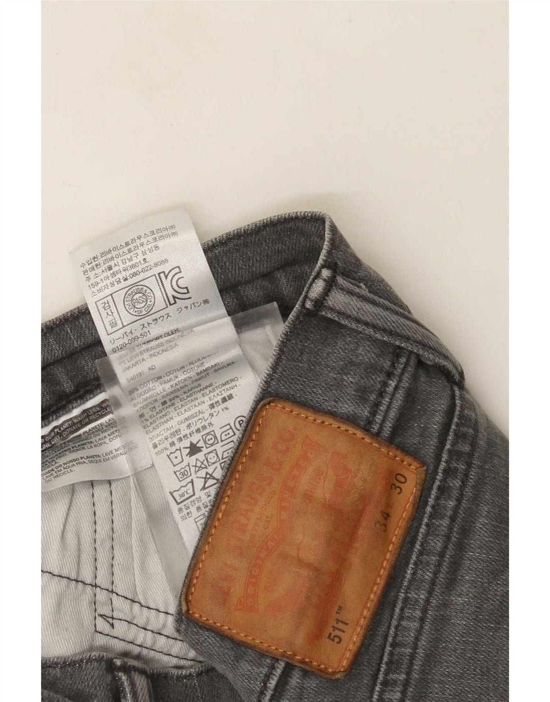 Męskie jeansy Levi's W34 L30 Szara bawełna