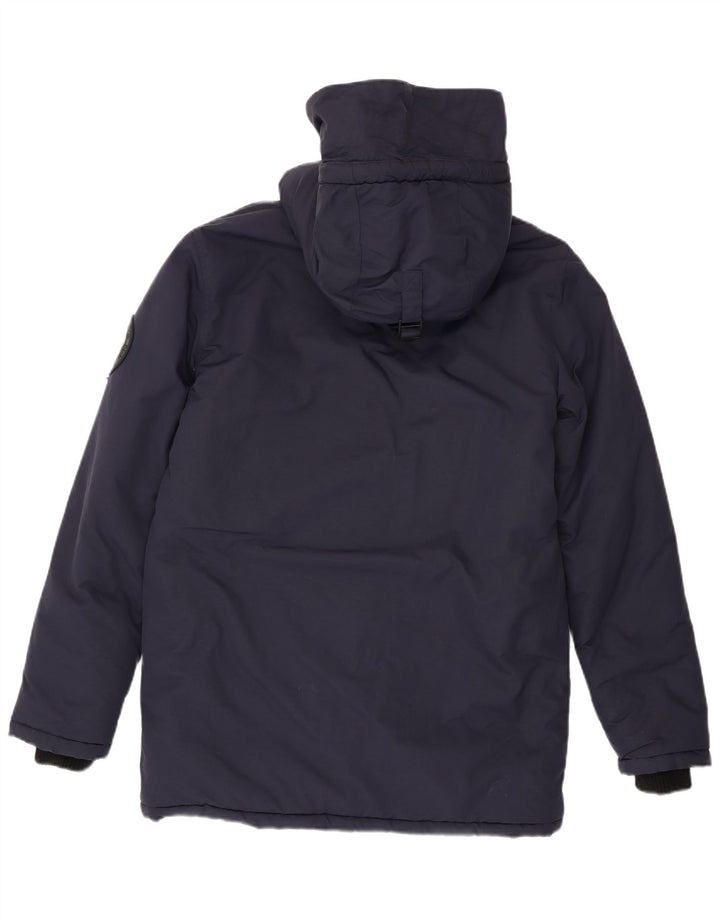Męski ocieplany płaszcz z kapturem Superdry UK 38, średni granatowy nylon
