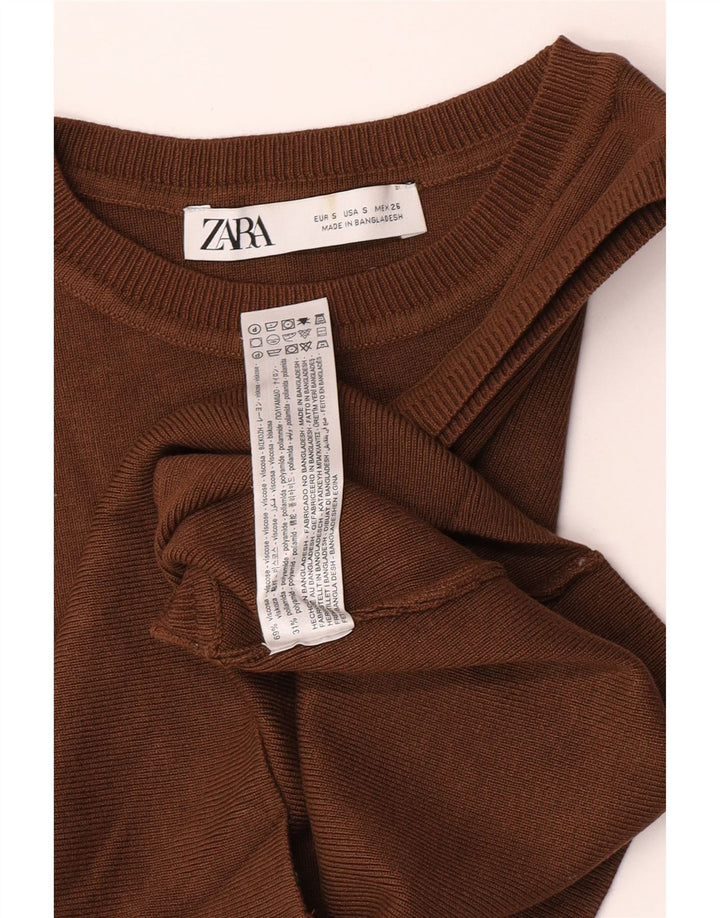 Damski podkoszulek bez rękawów Zara UK 8 Small Brown wiskoza