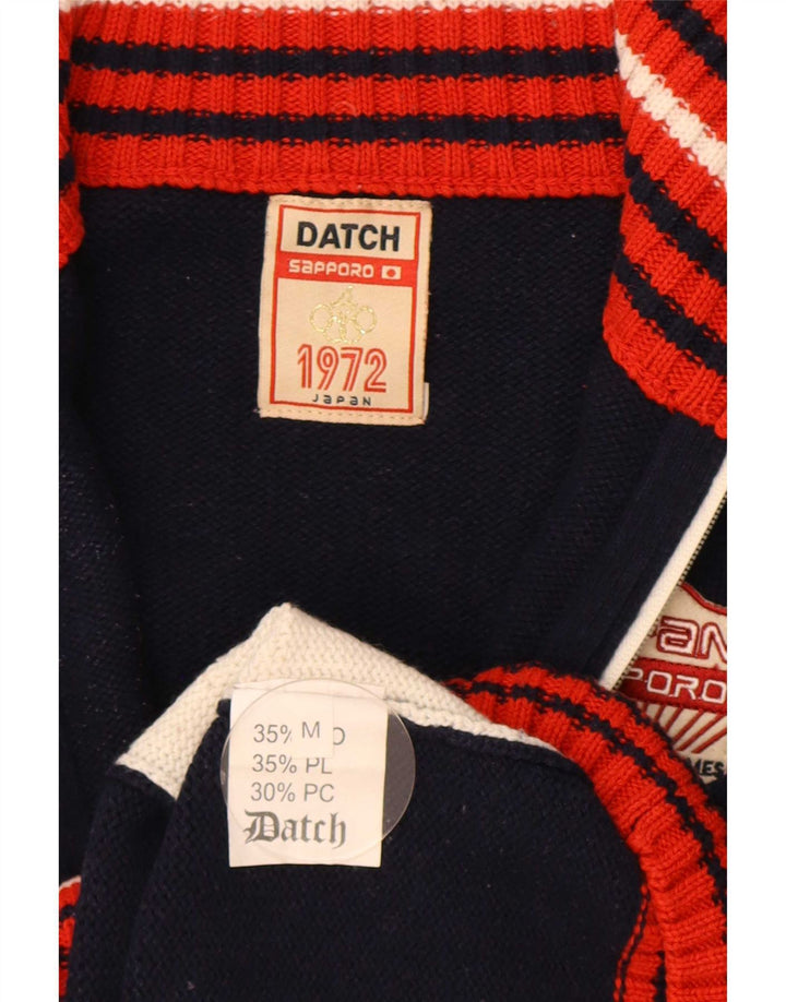 Sweter męski Datch Graphic Cardigan UK 14 Średni granatowy, wełniany blok kolorów