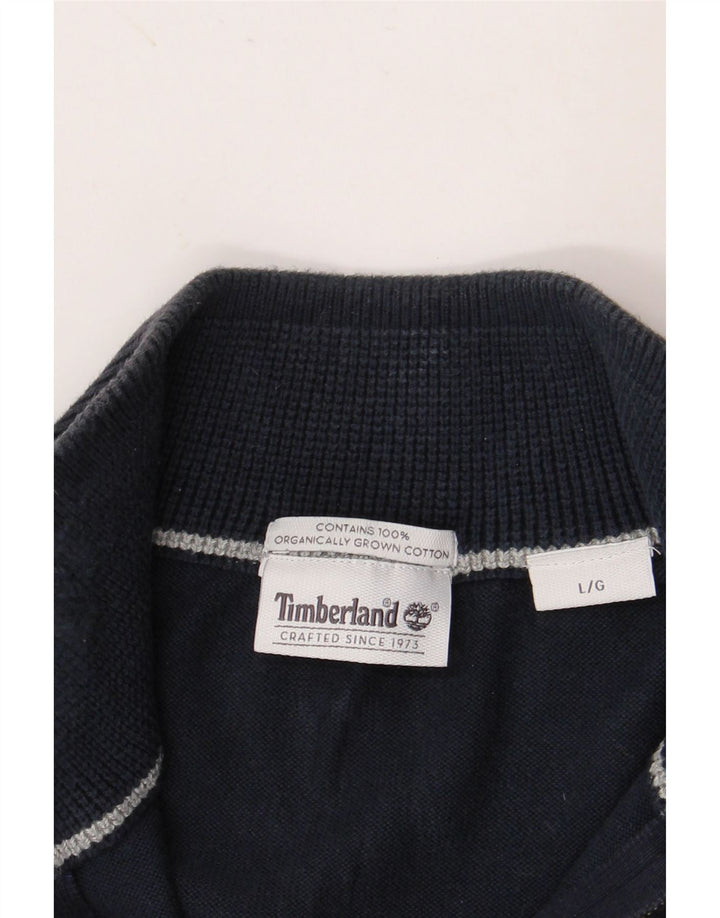 TIMBERLAND Męski sweter zapinany na zamek, duży, granatowy, bawełniany