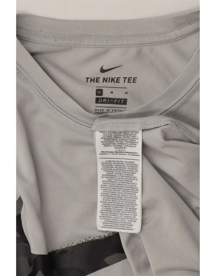 Męski T-shirt z grafiką Nike Dri Fit, średni szary poliester
