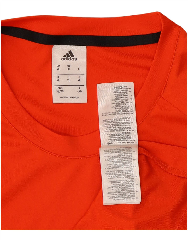 Adidas Męski dres Climalite Top XL Pomarańczowy poliester z blokami kolorów