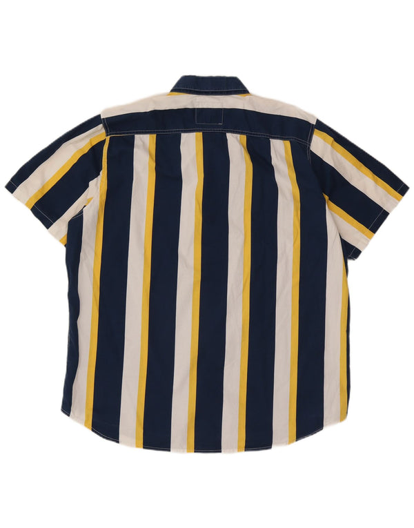 Męska koszula slim fit z krótkim rękawem Hollister, bawełniana w niebieskie paski 2XL