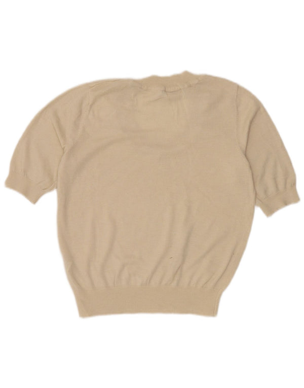 Damska bluzka z krótkim rękawem Zara UK 12 Medium Off White Nylon