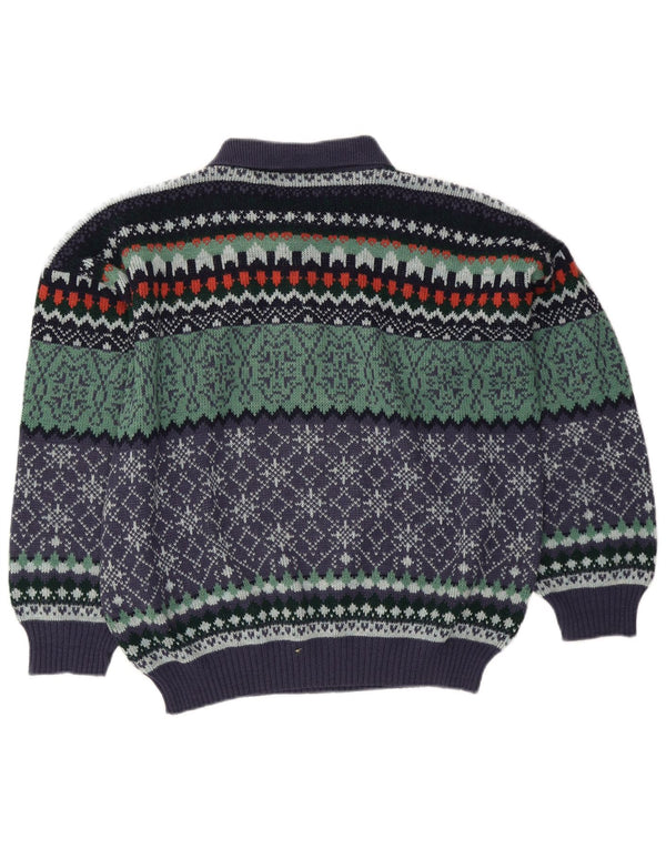 Męski sweter z golfem w stylu vintage IT 50 Średni wielobarwny Fair Isle