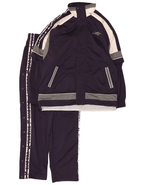 Diadora Męski pełny dres z grafiką UK 36, mały granatowy, blok kolorów