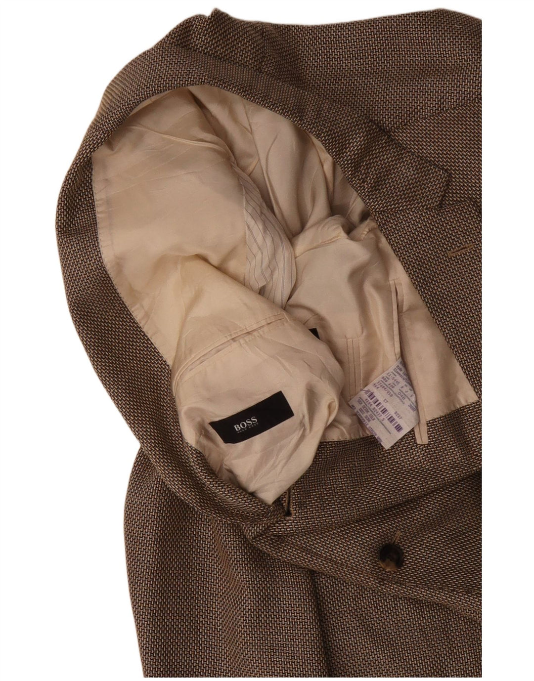 Męska marynarka zapinana na 2 guziki HUGO BOSS UK 38 Średni brązowy jedwab