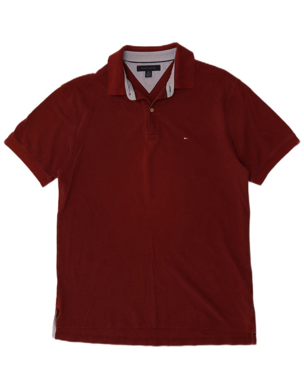 Męska koszulka polo TOMMY HILFIGER, duża, bordowa, bawełniana