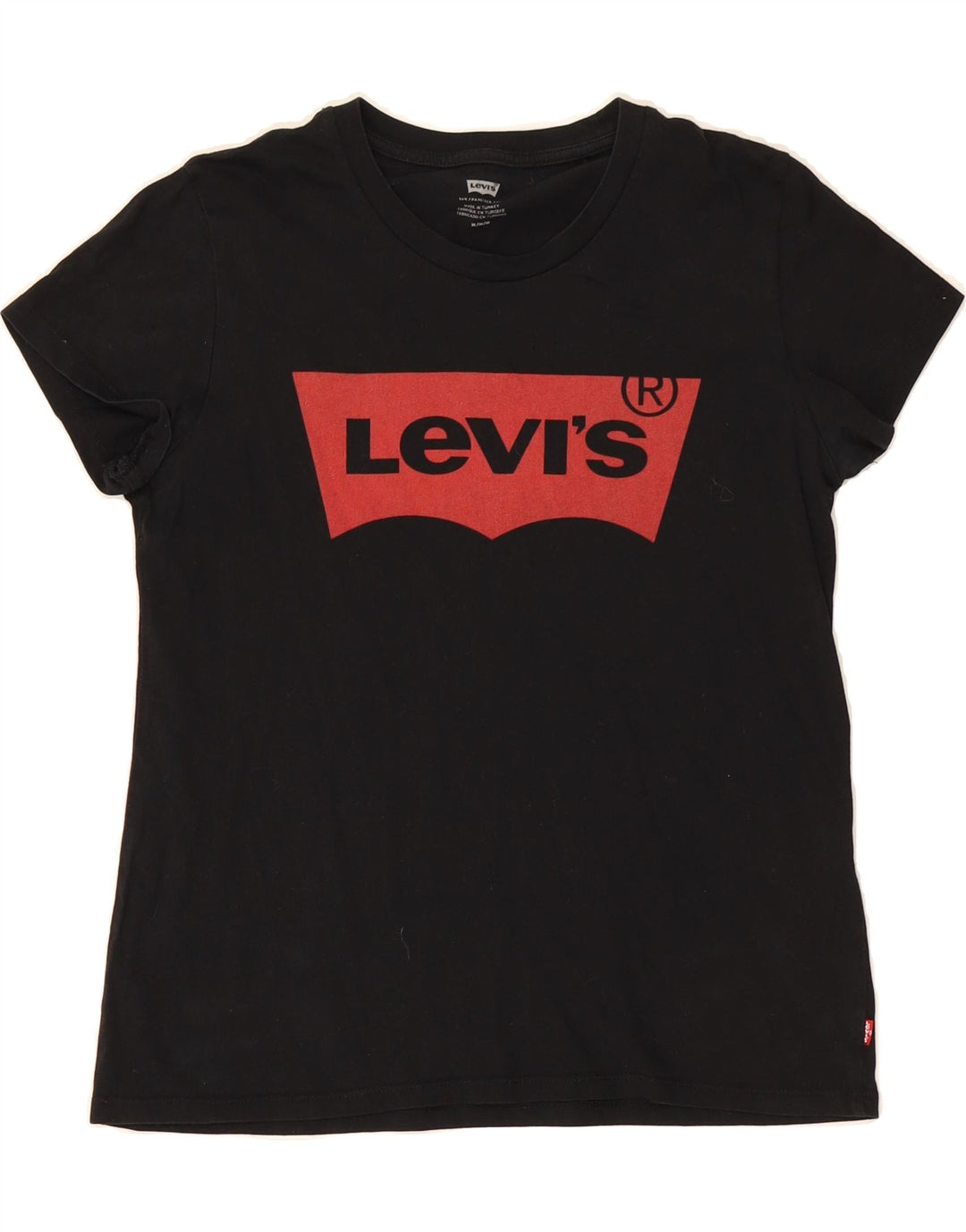 LEVI'S Womens Graphic T-Shirt Top UK 14 Medium Black Cotton Vintage Levi's and Second-Hand Levi's from Messina Hembry 