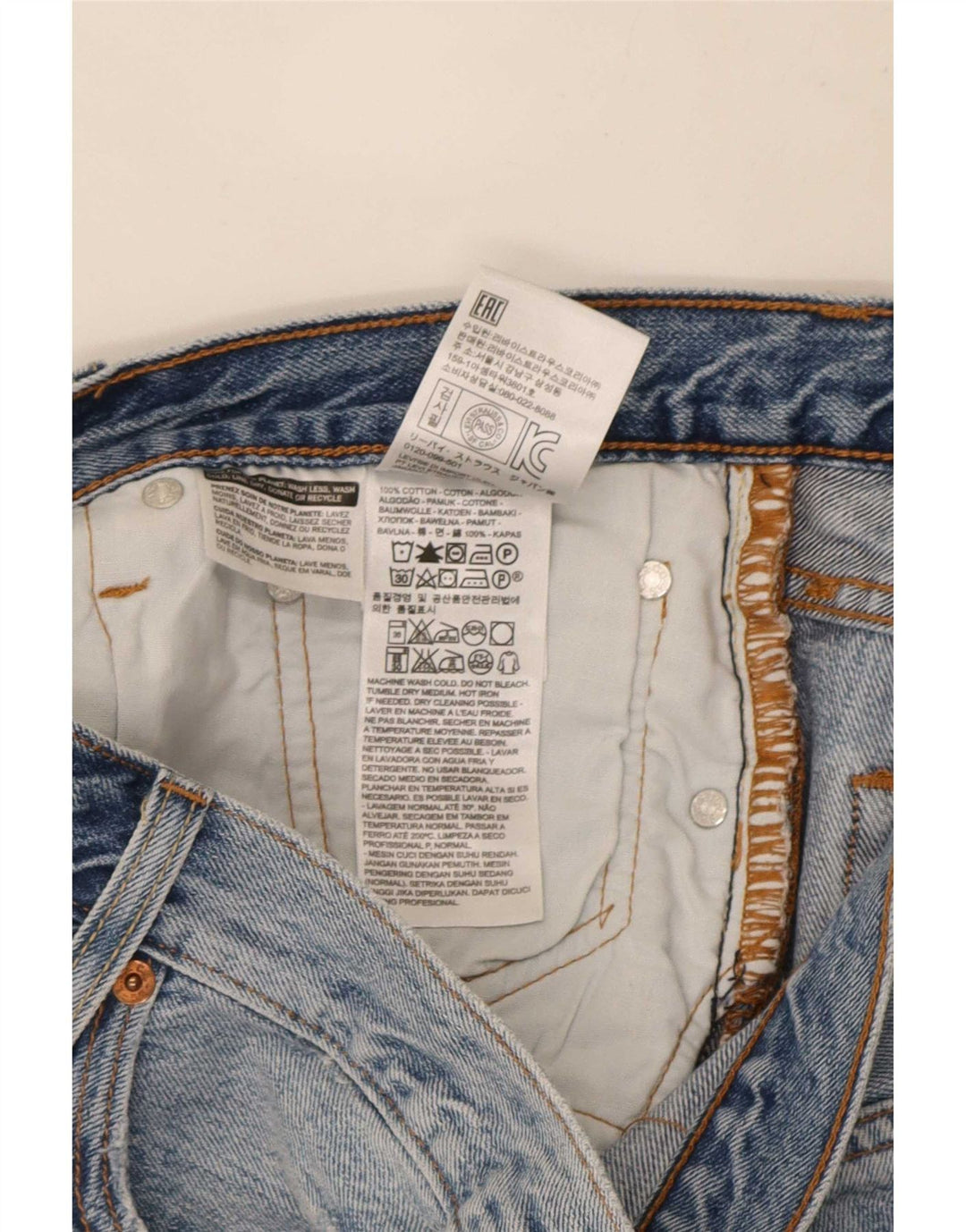 Damskie spodenki jeansowe Levi's 501 W32 Średni niebieski, bawełniany