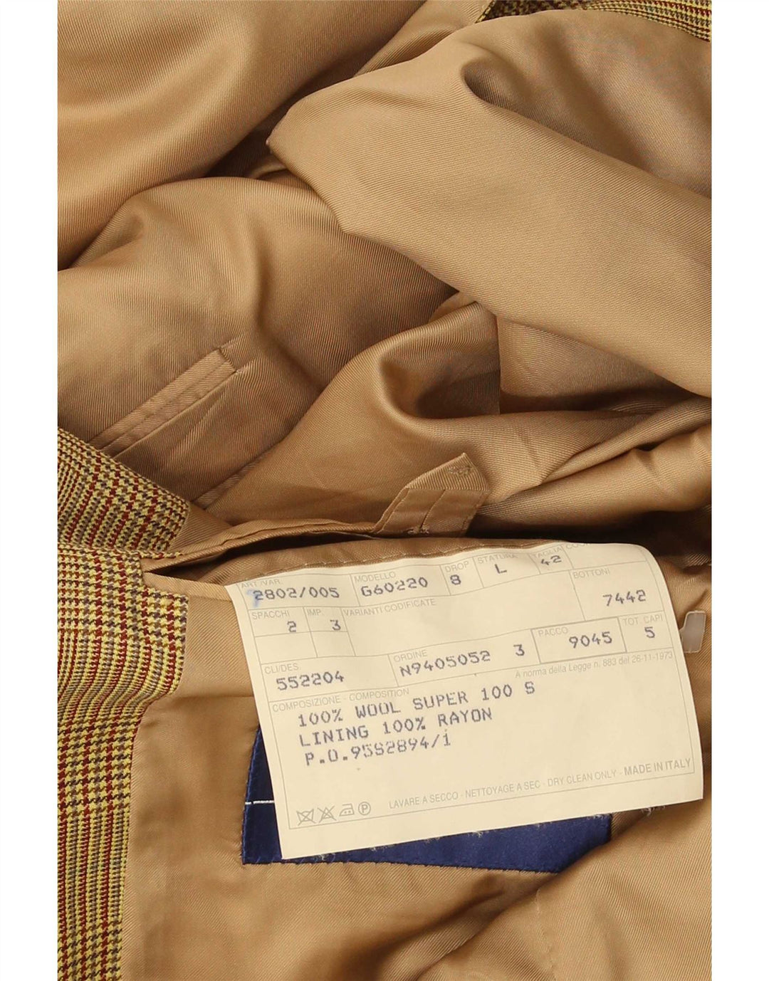 Męska marynarka zapinana na 2 guziki Gieves & Hawkes UK 42 XL, brązowa wełna w pepitkę