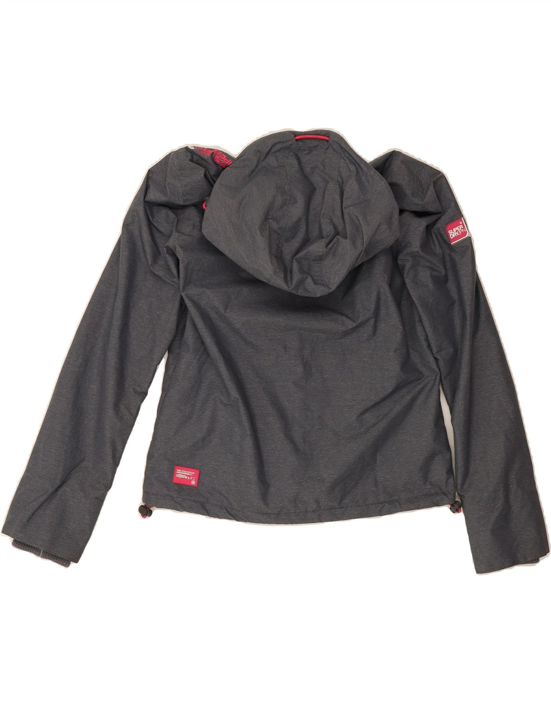 SUPERDRY Womens Windcheater Hooded Windbreaker Jacket UK 14 Medium Grey Vintage Superdry and Second-Hand Superdry from Messina Hembry 