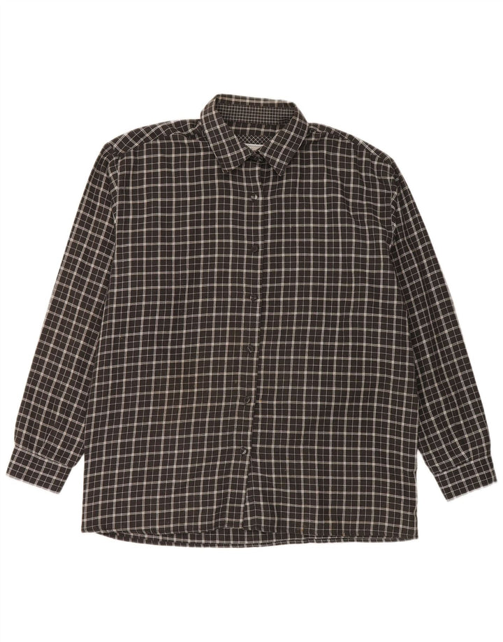 Damska koszula flanelowa Amaranto UK 16, duża, czarna, poliester w kratę