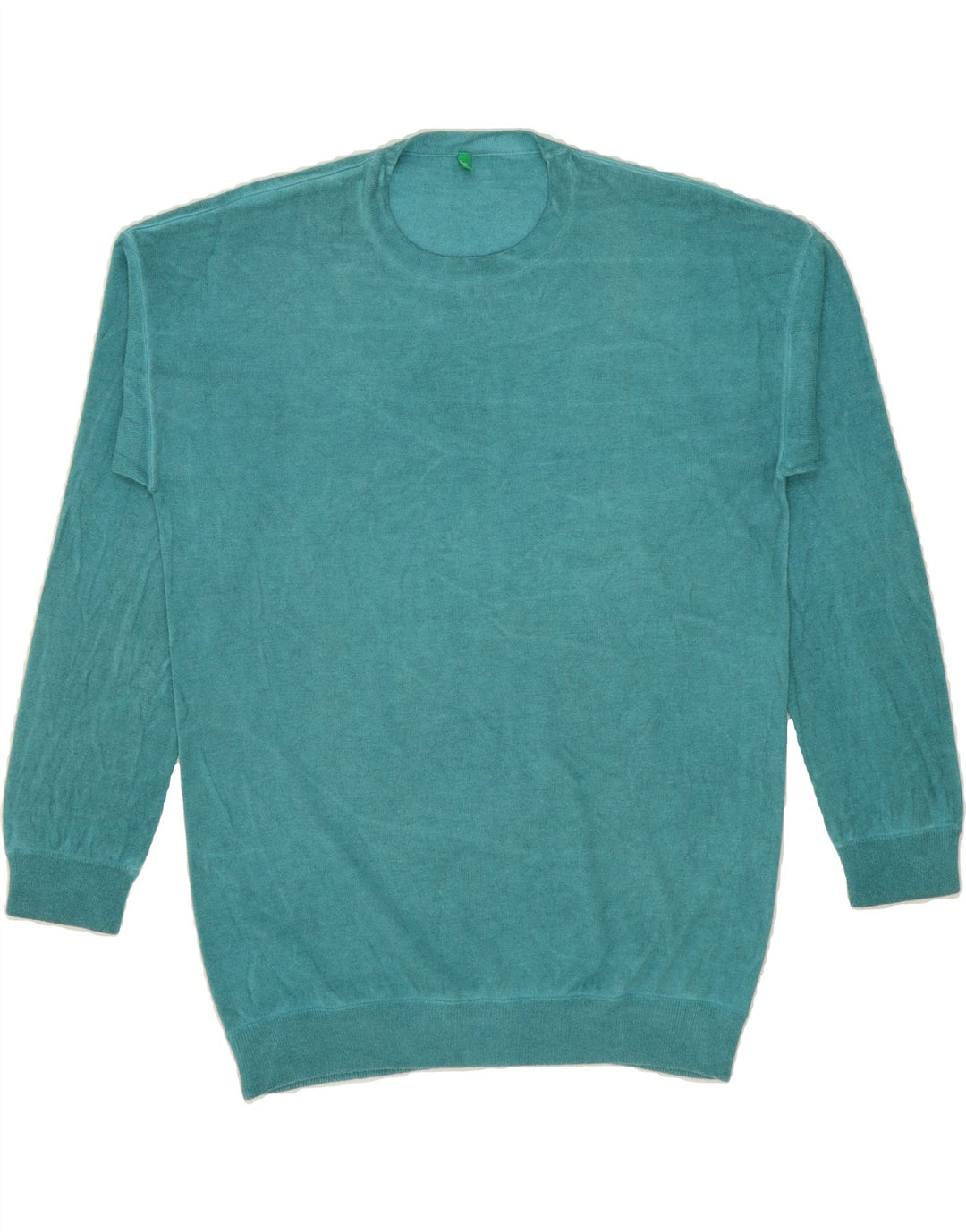 BENETTON Mens Crew Neck Jumper Sweater Large Blue Cotton Vintage Benetton and Second-Hand Benetton from Messina Hembry 