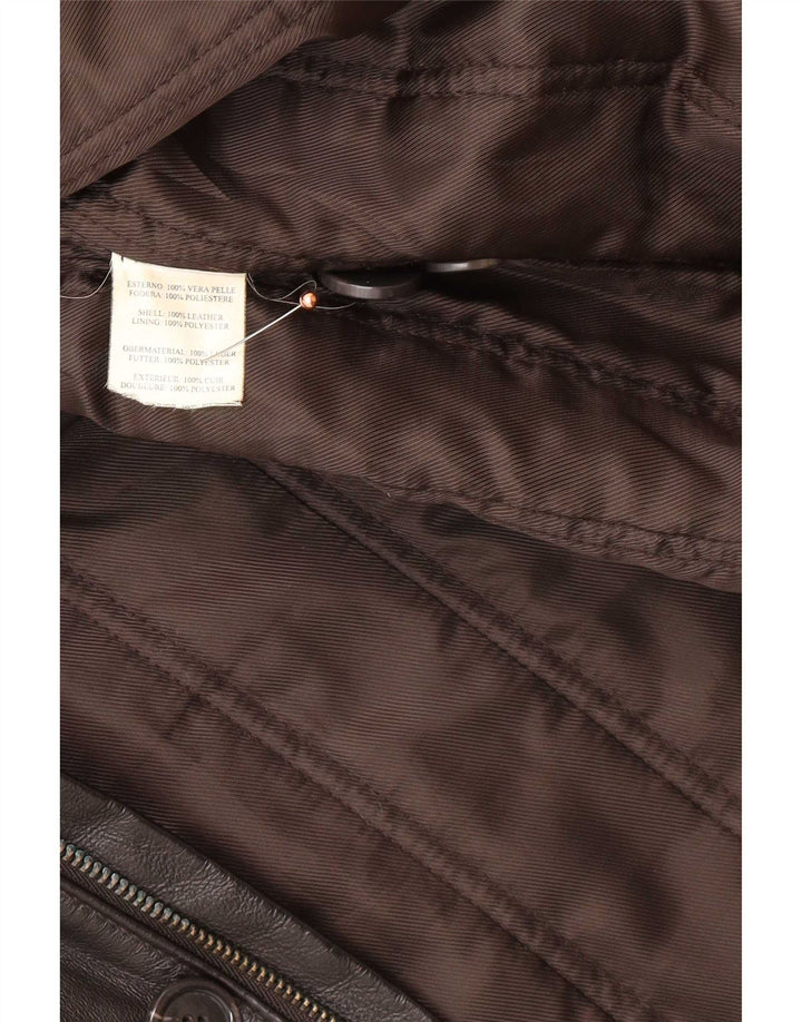 Vintage męski płaszcz skórzany IT 58 3XL czarny