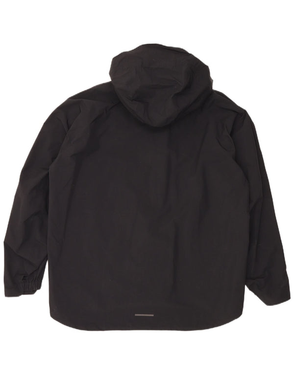 Męska kurtka przeciwdeszczowa ADIDAS z kapturem i grafiką UK 42 XL, czarny poliamid