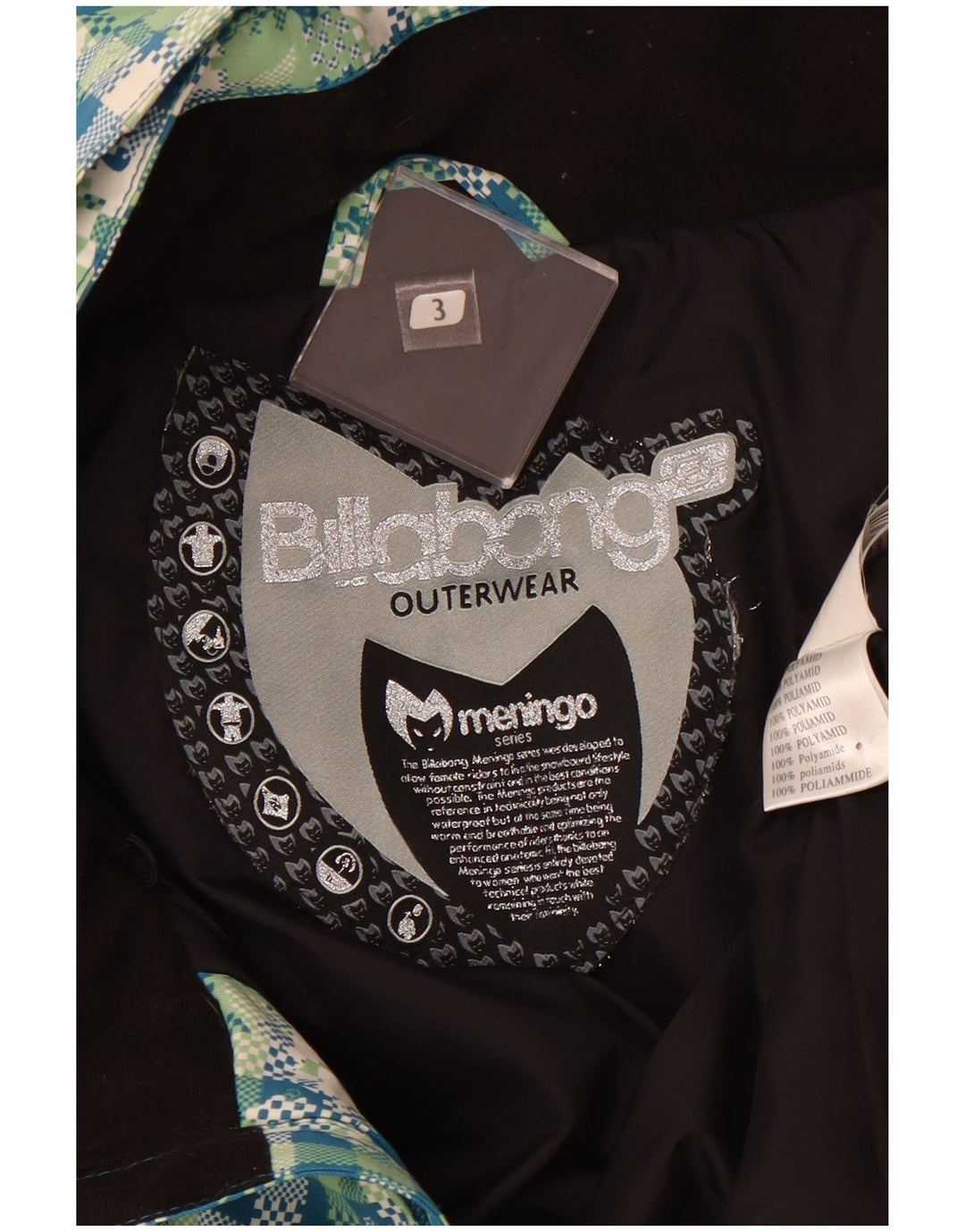 Damska kurtka wiatrówka z kapturem BILLABONG UK 14, duża, zielona krata