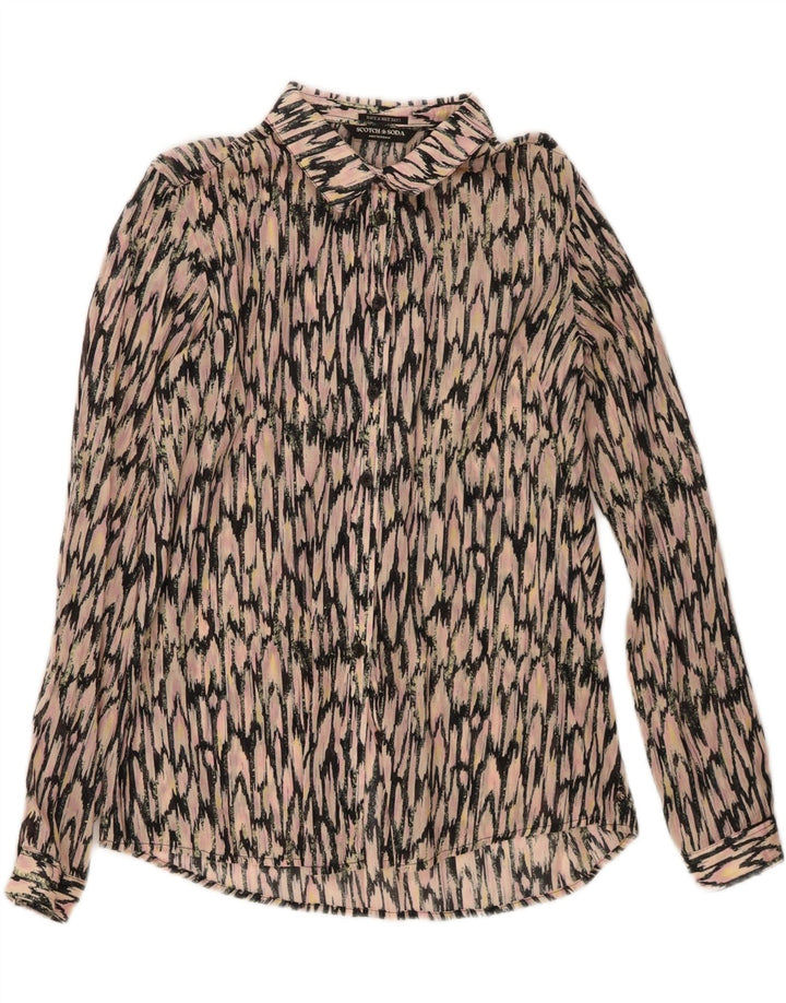 Damska bluzka koszulowa Scotch & Soda w abstrakcyjny wzór, UK 14, średni róż