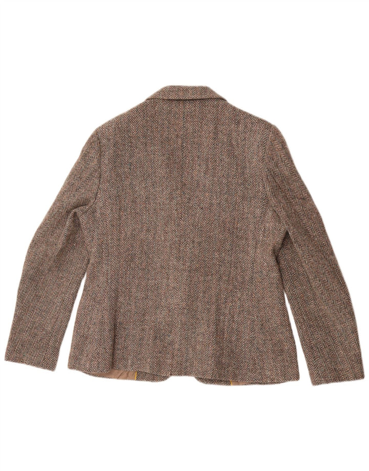 Damska marynarka zapinana na 2 guziki John Brooks UK 14, średni brąz w jodełkę