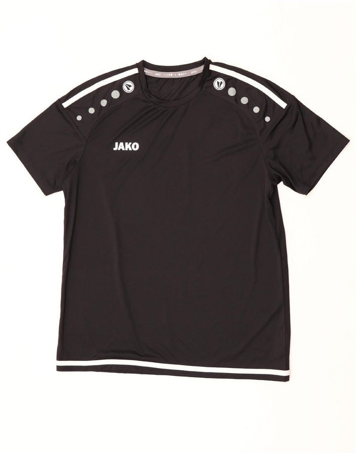 JAKO Męski T-shirt Top Duży Czarny Poliester z blokami kolorów