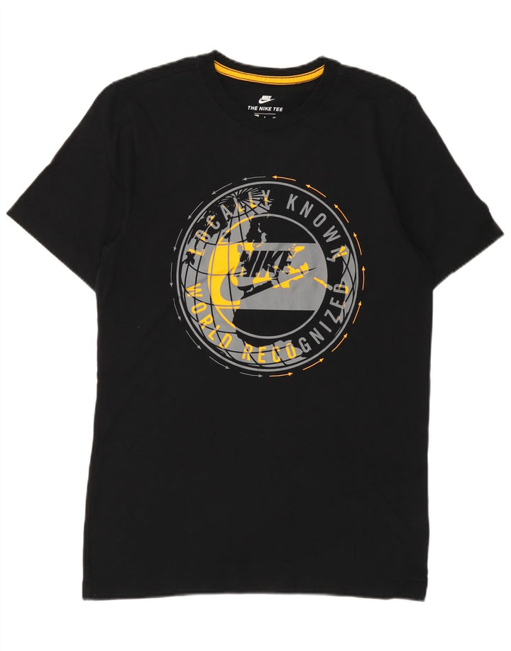 Męski T-shirt z grafiką Nike, mały, czarny, bawełniany