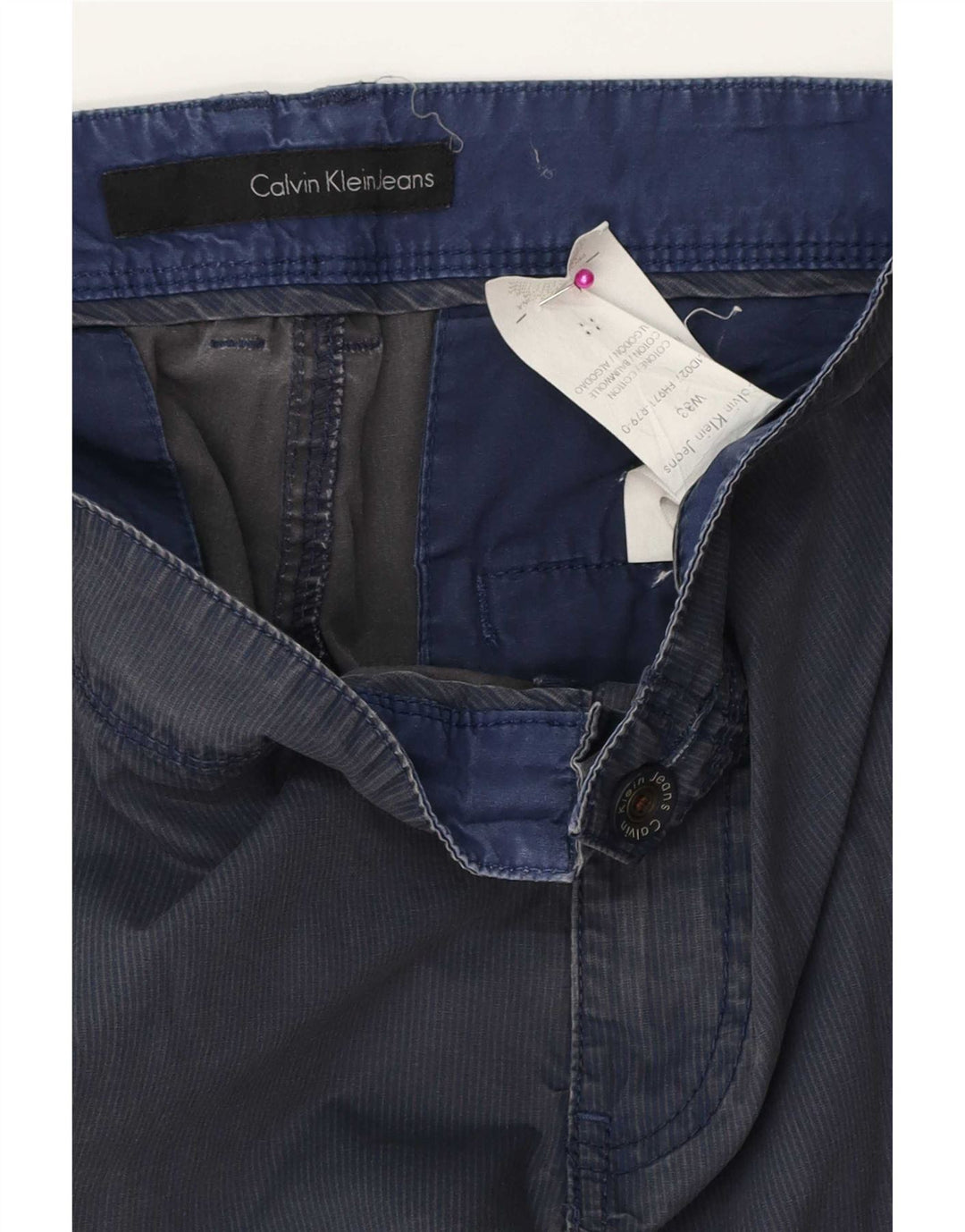 Męskie spodenki cargo Calvin Klein W33 Średni granatowy, bawełniany w prążki
