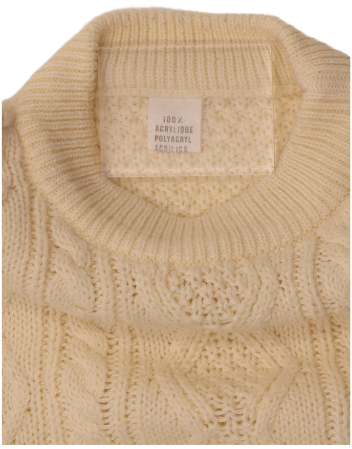 Damski sweter z okrągłym dekoltem VINTAGE UK 20 2XL Off White Poliakryl