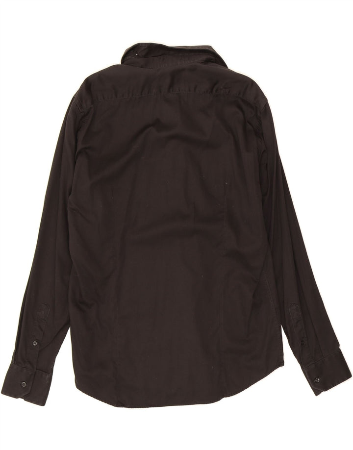 TRUSSARDI Mens Shirt Size 42 16 1/2 Large Black Cotton Vintage Trussardi and Second-Hand Trussardi from Messina Hembry 