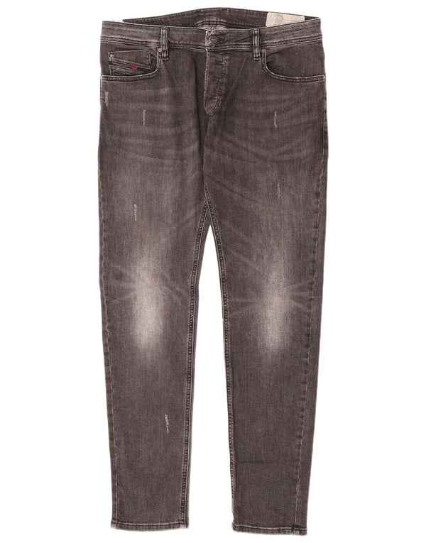 Diesel Mens Distressed Slim Jeans W36 L32 Grey Cotton