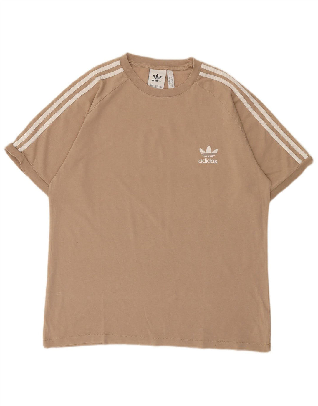 Adidas Męski T-Shirt Top Duży Beżowy Bawełniany