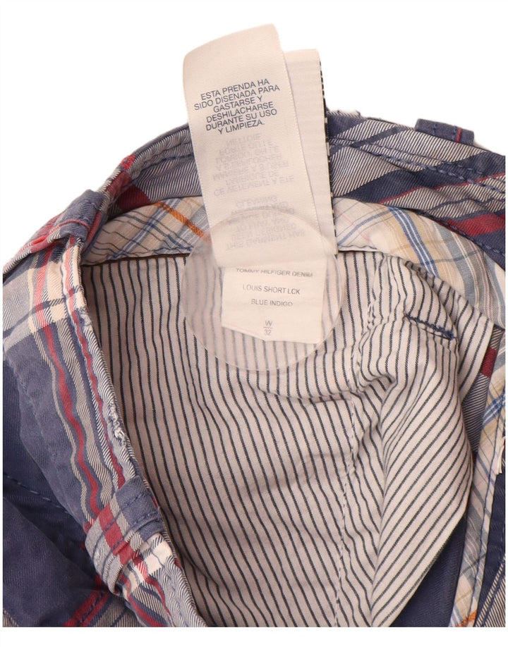 Męskie spodenki cargo TOMMY HILFIGER W32 Średni granatowy, bawełniany w kratkę