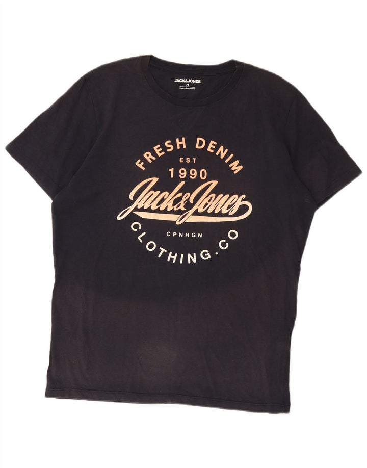 Męski T-shirt z grafiką Jack & Jones, średni, granatowy, bawełniany