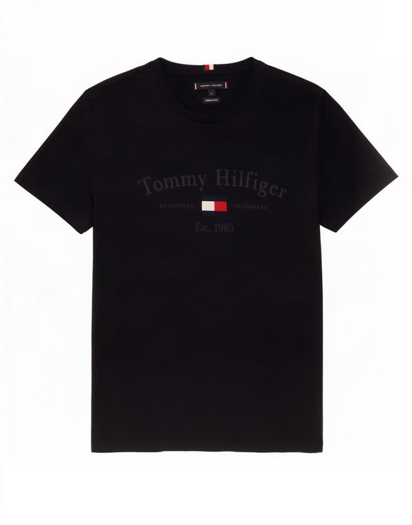 Męska koszulka z grafiką Tommy Hilfiger Top XL, czarna, bawełniana