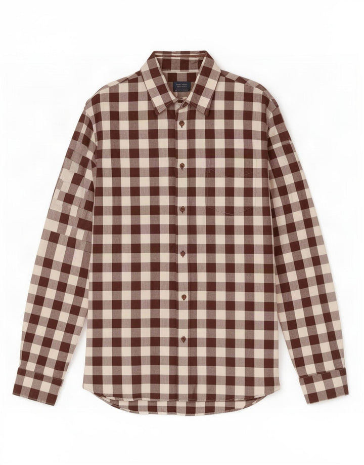 Koszula męska Zara Slim Fit, duża, brązowa kratka