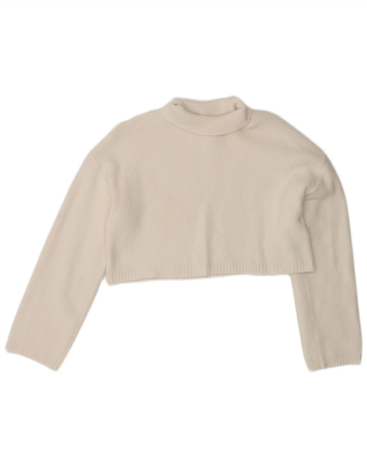 Damski sweter Zara Crop Oversize z golfem UK 10 Small White