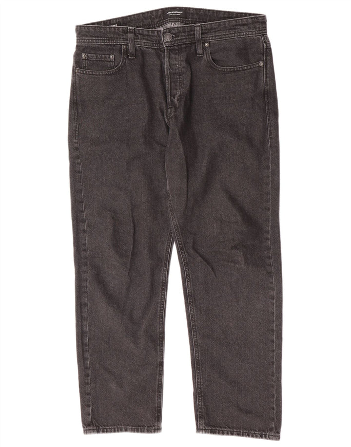 Męskie proste dżinsy Jack & Jones W32 L27 Szara bawełna