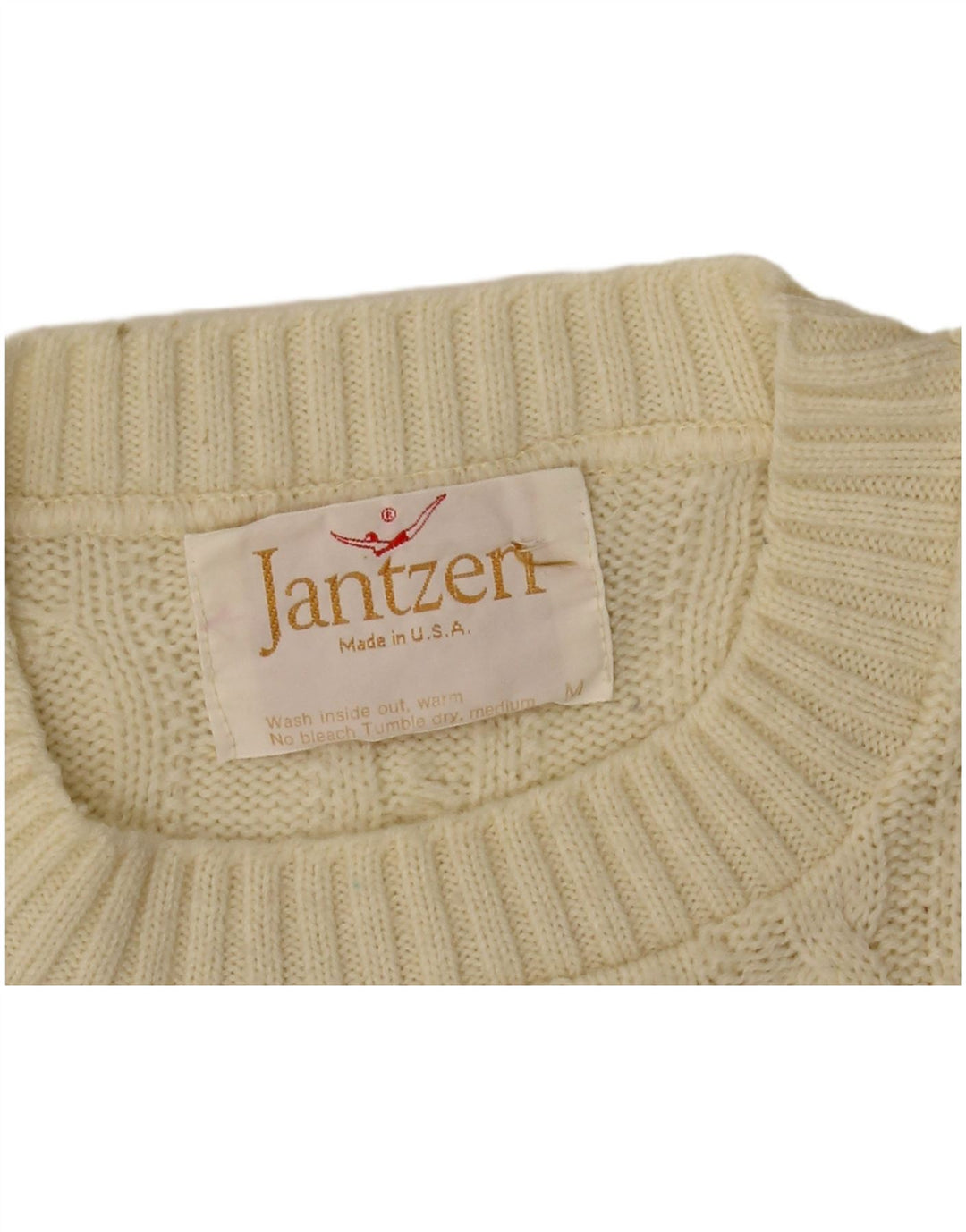 Męski sweter z wycięciem pod szyją Jantzen, średni złamanej bieli