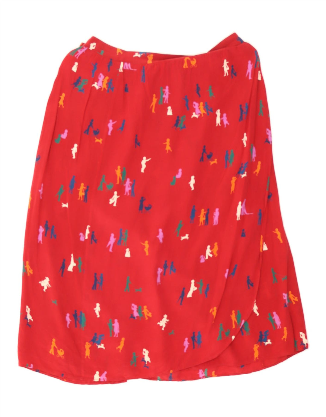 VINTAGE Womens Abstract Pattern Straight Skirt W34 Large Red Silk Vintage Vintage and Second-Hand Vintage from Messina Hembry 