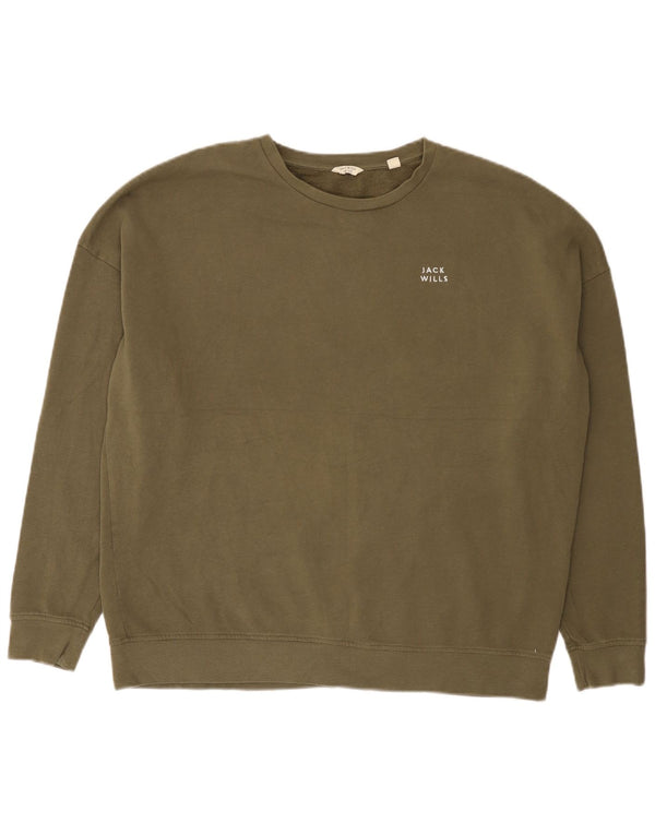 Damski sweter oversize Jack Wills UK 16, duży, bawełniany khaki