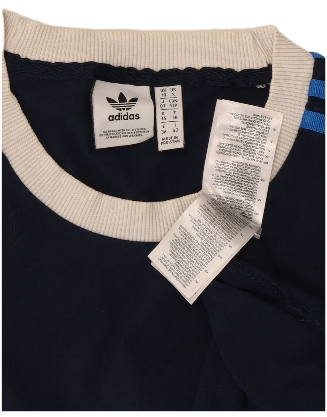 T-shirt damski ADIDAS Top UK 10, mały, granatowy, bawełniany