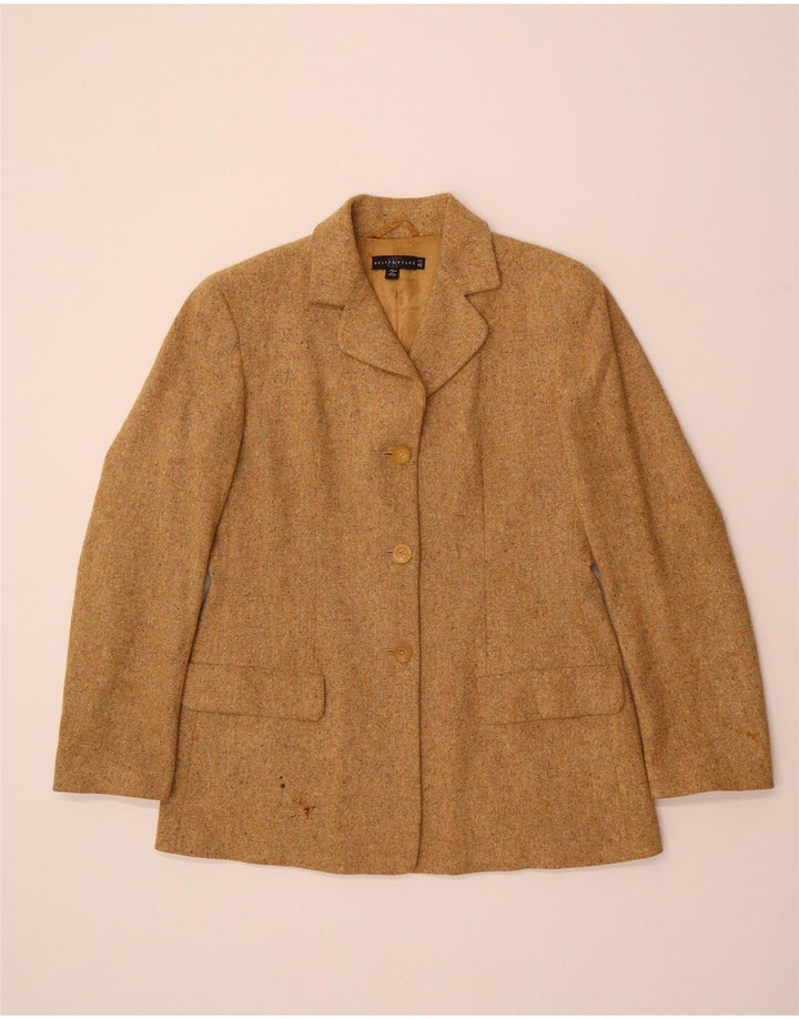 BELFE & BELFE Womens 3 Button Blazer Jacket IT 46 Large Beige Flecked Wool