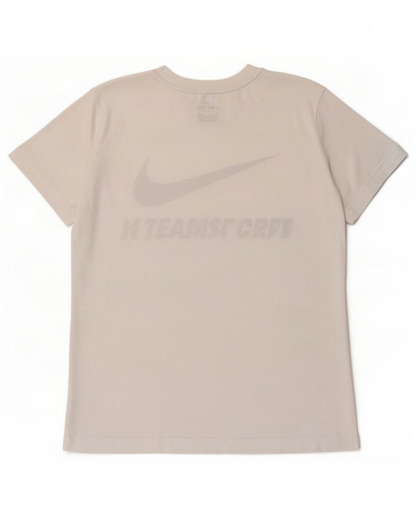 Nike Womens Dri Fit Graphic T-Shirt Top UK 12 Medium White Polyester