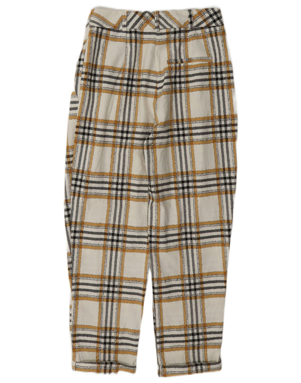 Damskie krótkie spodnie z wysokim stanem Topshop UK 8 Small W26 L24 Biała kratka